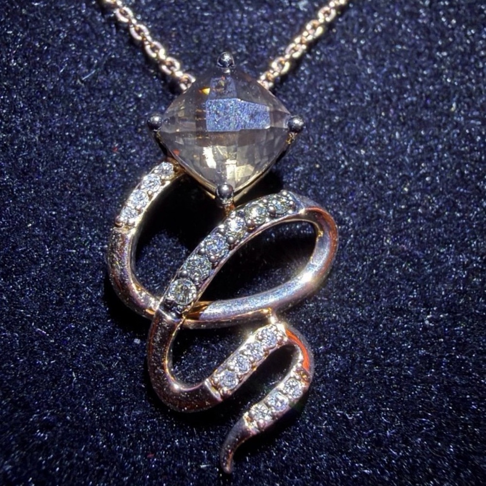 Le Vian 14K Rose Gold Natural Diamond & Smoky Quartz Swirl Pendant Necklace NWT - Picture 2 of 12